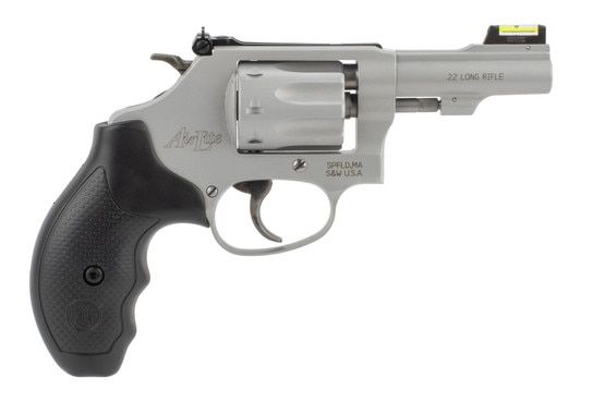 Smith & Wesson 317 22LR 8 Round Revolver has a black synthetic grip